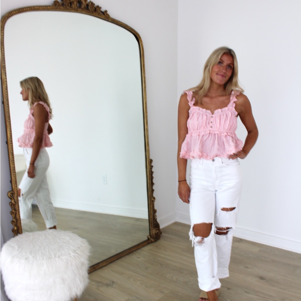 Pink Ruffled Sleeveless Top - Picture 2 of 3